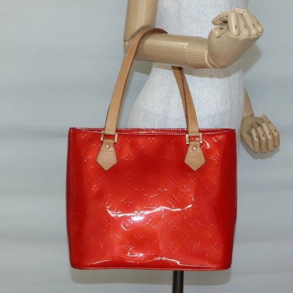 LOUIS VUITTON Monogram Vernis Houston Hand Bag Red M91092 LV Auth ep10400 - Picture 1 of 13